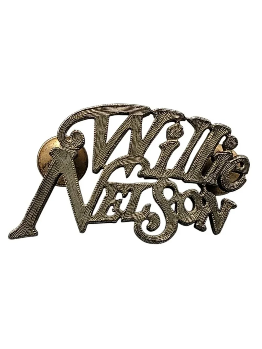 Willie Nelson Hat Pin Vintage 1980s Fan Collectors Piece Textured Silver Tone - Picture 1 of 5